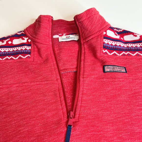 Vineyard Vines 1/4 zip Pullover Sweatshirt with Fair Isle Whale Trim/Accents - S - Picture 6 of 11